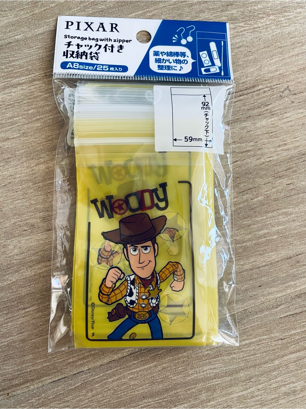 New Disney Pixar Toy Story Woody Mini Zipper Seal Storage Bags A8 Size (25 Pcs)